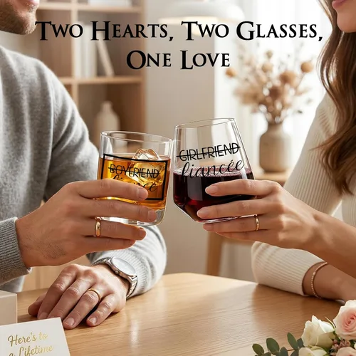 Miniatura 5 de comfit Regalos de compromiso para parejas: regalo de compromiso para prometidos y prometidos para parejas recién comprometidas, copa de whisky
