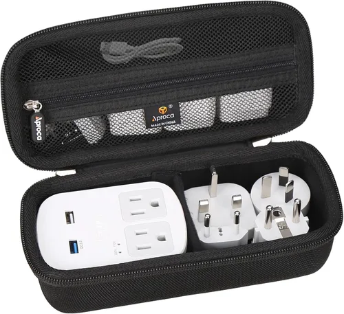 Aproca Estuche protector de almacenamiento de viaje duro negro, para kit de adaptador de viaje Ceptics World