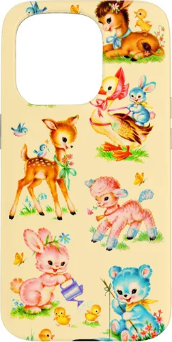 Miniatura 14 de Vintage Baby Animals Nursery 50's Retro Yellow Case for iPhone 17