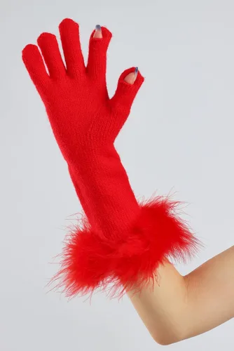 Miniatura 66 de Sahabowi Guantes de cuero para clima frío Manopla de lana cálida de invierno para mujeres