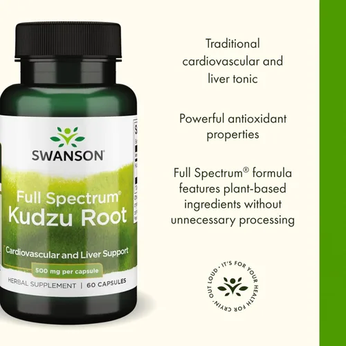 Miniatura 4 de Swanson Full Spectrum Kudzu Root – Suplemento de hierbas que apoya la salud del corazón y la salud del hígado – Puede apoyar la presión arterial