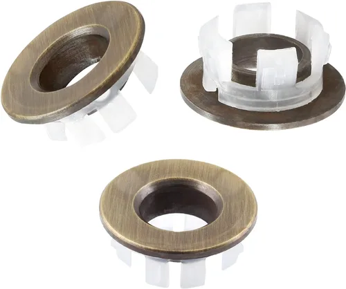 Paquete de 3 anillos de desbordamiento para fregadero de baño, cubierta de drenaje de desbordamiento de bronce antiguo, cubierta redonda para