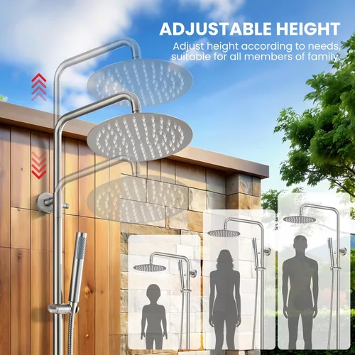Miniatura 6 de gotonovo - Accesorios para ducha al aire libre SUS304 de acero inoxidable, kit de ducha de lluvia de alta presión montado en la pared, llave