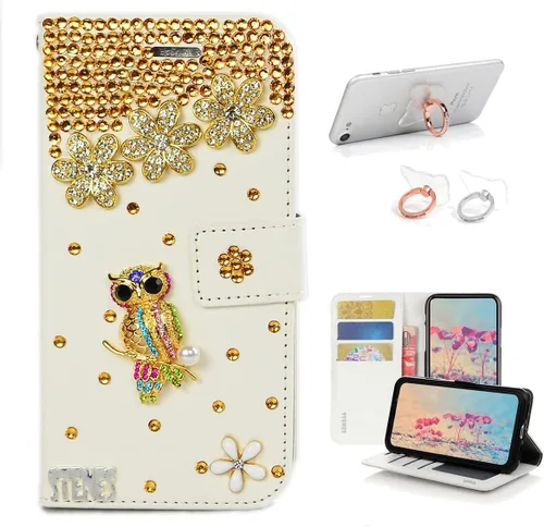 Miniatura 7 de Bling - Funda de piel con soporte para anillos, diseño 3D hecho a mano, 2 unidades, SBLDwRSSeries-18