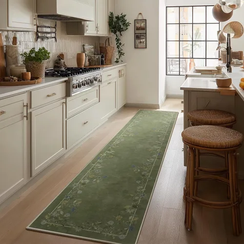 Miniatura 68 de Alfombra de pasillo lavable antideslizante: alfombra de cocina de 2 x 6 pies, resistente a las manchas, con parte trasera de goma, alfombra suave