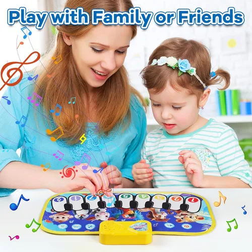 Miniatura 4 de Tapete de piano de suelo para niños pequeños, alfombrillas musicales con sonidos y canciones de animales, juguetes educativos sensoriales