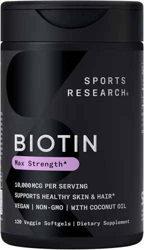 Biotina de 0.00035 oz con aceite de coco, no transgénicos y sin gluten, 120 minicápsulas blandas vegetarianas