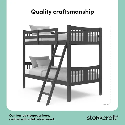 Miniatura 3 de Storkcraft Caribou Litera Twin sobre Twin (Gris) - Certificado GREENGUARD Gold, Literas Twin para Niños, Se Convierte en 2 Camas Twin Individuales