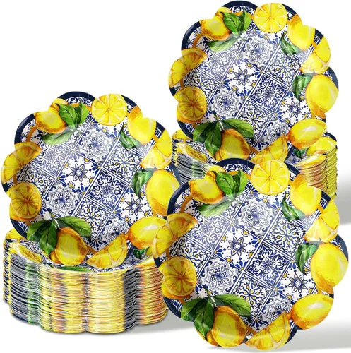 Miniatura 11 de 100 platos de papel florales azules, desechables, para bebé, despedida de soltera, suministros de fiesta, platos de postre florales, bandeja