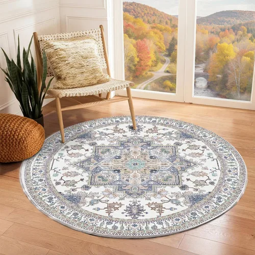 Miniatura 86 de OPPODREAM Alfombras suaves, pequeñas y lavables con parte trasera antideslizante, alfombra de cachemira sintética de pelo bajo, 2 x 3 pies, azul