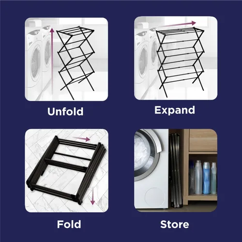 Miniatura 7 de BLACK+DECKER Organizador de lavandería extensible/plegable para secar ropa. Esencial para campamento/remolques o cualquier lugar donde seque la ropa