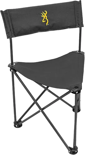 Browning Dakota - Silla de caza y campamento, marco de acero compacto y plegable con 3 patas, asiento de tela 600D extra ancho, respaldo en ángulo y