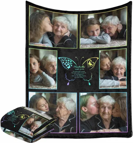 Miniatura 11 de LOSARON Manta conmemorativa con foto personalizada en memoria amorosa para la pérdida de un ser querido, siempre en mi mente para siempre en mi N.º 3