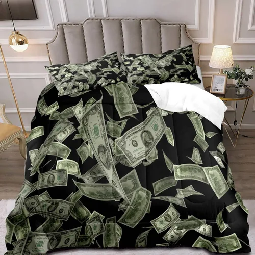 Miniatura 16 de LUVIVIHOME Juego de edredón de lujo de 2 piezas, tamaño individual, juego de ropa de cama de 100 dólares para niños y niños, divertida y fresca