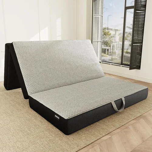 Miniatura 18 de ROXGOX Colchón Plegable Triple de Espuma Viscoelástica, Cama de Piso Portátil Individual de 4 Pulgadas, Colchoneta Plegable con Funda Lavable, Asa
