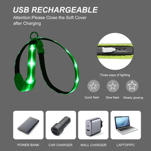 Miniatura 2 de Arnés de chaleco para perro con luz LED, recargable, ajustable y reflectante, arnés con luz LED brillante y oscura, para caminar de seguridad Verde