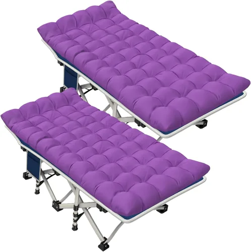 Miniatura 11 de Catre de Camping con Almohadilla Gruesa Catres para Dormir Cama de Camping Catre Plegable 450LBS(Carga Máxima) Cómodo Doble Capa Oxford Resistente