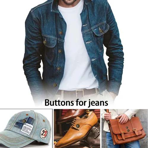 Miniatura 6 de YouOKLight Botones para jeans, 0.669 in sin clavos, botones de metal extraíbles de repuesto para reparación de remaches y destornilladores, 12