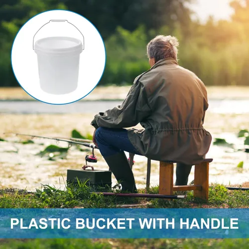 Miniatura 6 de Homoyoyo Cubo de agua de plástico blanco Mango portátil para uso doméstico Almacenamiento para actividades al aire libre y tareas domésticas