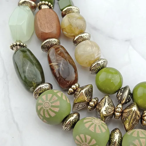 Miniatura 3 de Conjunto BOCAR de collar robusto de 3 capas con cuentas de múltiples y aretes, para mujer