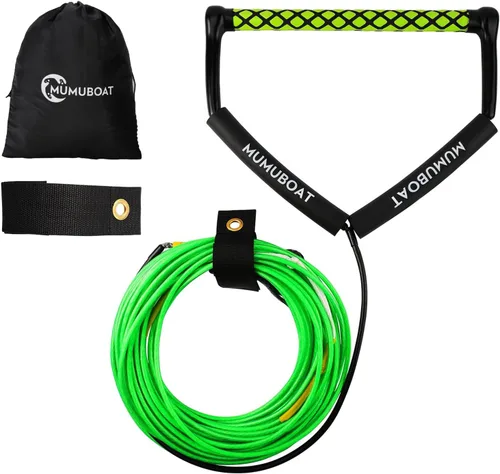 Dyneema - Cuerda de wakeboard de 75 pies, cuerda de wakeboard no elástica y mango de esquí acuático para deportes acuáticos, 4 secciones cuerda de