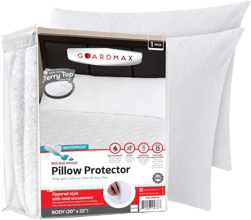 Miniatura 18 de Guardmax Protector de almohada de algodón de rizo con cremallera, tamaño estándar, paquete de 2 unidades, 100% impermeable, a prueba de chinches, a