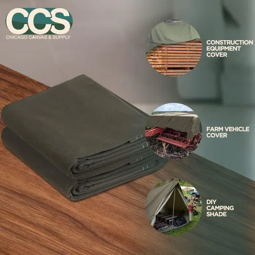 Miniatura 2 de CCS Lona impermeable de lona de pato de 21 onzas – Lona resistente de lona encerada con ojales de latón inoxidable para acampada, construcción