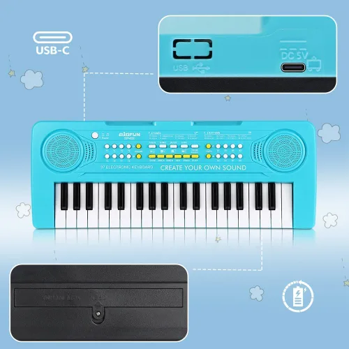 Miniatura 4 de Piano de Teclado para Niños, BIGFUN Piano de 37 Teclas para Niños Pequeños Instrumento de Juguete Educativo Musical Multifunción, Teclado