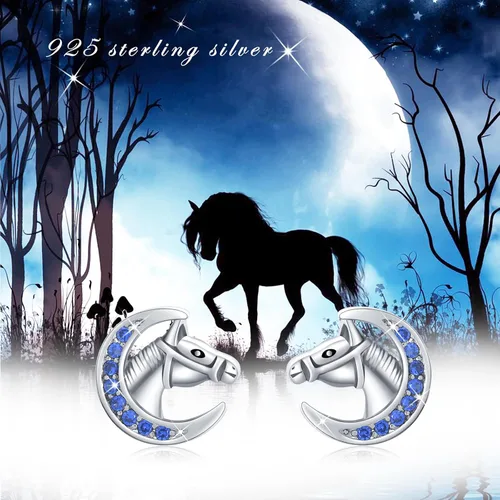 Miniatura 6 de ECHOOY Horse Stud Earrings 925 Sterling Silver Cute Horse Earrings Hypoallergenic Lucky Horse Jewelry Gifts Horse Lover Gift for Women Girls Teens