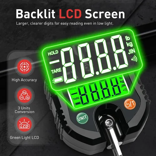 Miniatura 9 de Probador y entrenador de fuerza de agarre 2 en 1, dinamómetro digital de 330.7 lbs/330 libras con niveles de resistencia ajustables, pantalla LCD