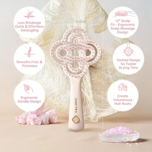 Miniatura 7 de SIMETRA Cepillo de pelo Lucky para mujeres y hombres, cepillo desenredante chapado en oro de 14 quilates, cepillo desenredante para todo