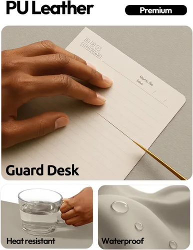 Miniatura 193 de YSAGi Protector de escritorio de cuero, tapete de oficina, alfombrilla grande para ratón, secante de cuero PU antideslizante, almohadilla