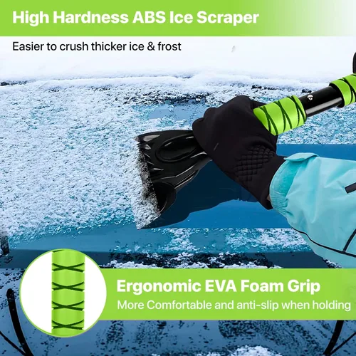 Miniatura 4 de OUSHASAA - Raspador de hielo y cepillo de nieve de 44" para parabrisas de coche con extensión, giro de 360°, cabezal de cerdas suaves, empuñadura
