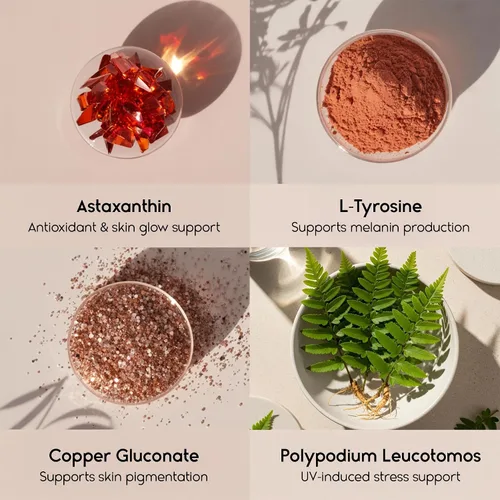 Miniatura 4 de Tanova Píldoras Bronceadoras – Apoya un Brillo Dorado Natural, Resistencia de la Piel y Anti-Envejecimiento Contra el Estrés Oxidativo Inducido por