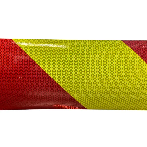 Miniatura 2 de Cinta Chevron V98 - Cinta reflectante de rayas rojas y amarillo lima, 6 pulgadas x 20 pies, cinta reflectante inclinada a la izquierda, alta cinta