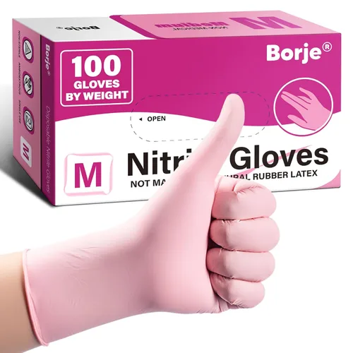Miniatura 13 de Guantes de nitrilo Borje grandes, 100 guantes desechables, negros, sin látex y sin polvo, para examen médico, aptos para alimentos, limpieza, cocina