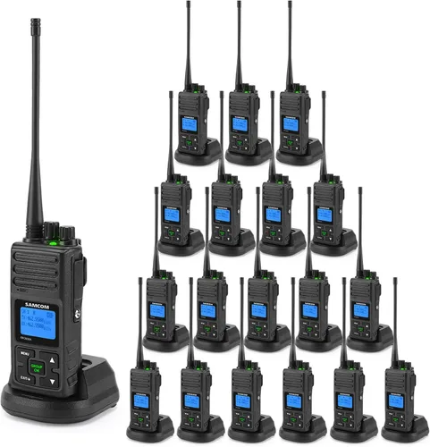 SAMCOM - Radio de 2 vías de largo alcance, FPCN30A 20 canales Walkie Talkie hasta 5 millas, radio de mano recargable para senderismo al aire libre,