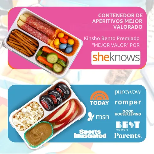 Miniatura 3 de kinsho Contenedor de aperitivos – Lonchera pequeña Bento para niños, niñas y pequeños MINI cajas a prueba de fugas, caja Bento para bebé para Azul