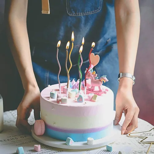Miniatura 2 de Juego de velas de cumpleaños Twisty, velas metálicas coloridas de bobina rizada, juego de velas largas y finas para boda, suministros para fiestas