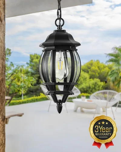 Miniatura 2 de VIANIS Lámpara colgante negra para exteriores, luces exteriores colgantes de aluminio con impermeable, luces de techo al aire libre para porche