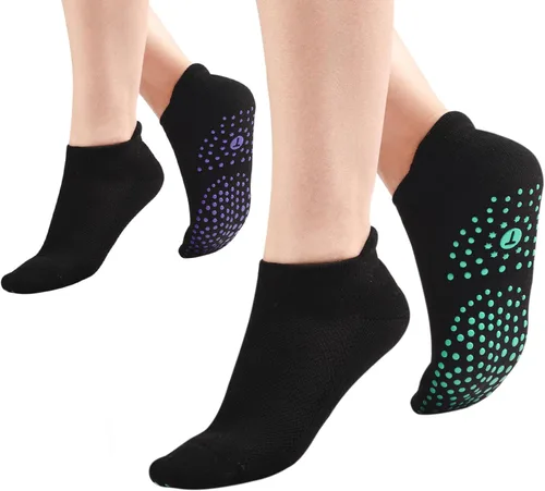 Calcetines de agarre para pilates, yoga, hospital, barra, calcetines deportivos acolchados para mujer, antideslizantes, regalos de 2 a 4 pares