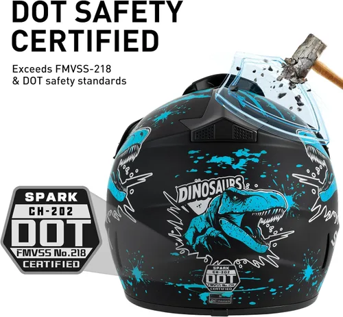Miniatura 2 de SPARK Youth Kids Dirt Bike Helmets - Lightweight & Vented, Full Face, 4Pcs Set with Gloves, Goggles & Mask for Ages 5-14 (Motocross ATV Off-Road)