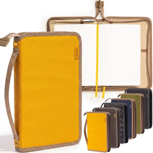 Miniatura 42 de LOCHBY® Carpeta Field A5 Cubierta de carpeta de 6 anillas Lona encerada resistente al agua Diseño plano Sistema A5 apto para recargar