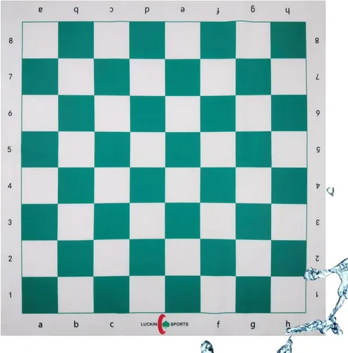 Miniatura 9 de Tablero de ajedrez profesional estándar, 20 x 20 pulgadas de tamaño con cuadrados de 2.25 pulgadas. Tela de fieltro 100% duradera. Impermeable y Azul