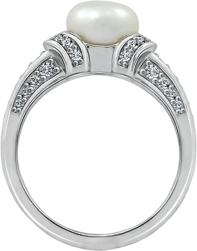 Miniatura 2 de Amazon Essentials Anillo de perlas cultivadas de agua dulce de plata de ley con circonitas cúbicas de Infinite Elements