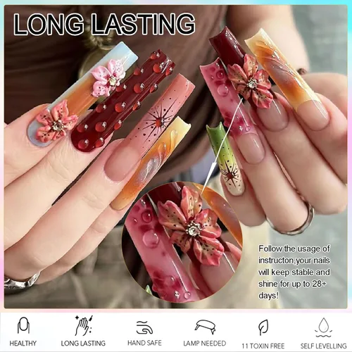 Miniatura 8 de NAILGIL - Gel para esculpir uñas 3D para arte de uñas, gel de escultura 3D no pegajoso con molde de resina, pegamento de uñas sólido, calidad