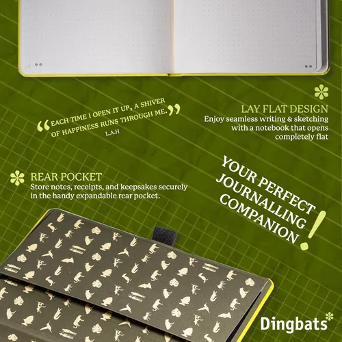 Miniatura 5 de Dingbats* Cuaderno de escritura con puntos de la Tierra A5 - Tapa dura de cuero vegano - Ideal para el trabajo, viajes - Incluye bolsillo, cierre