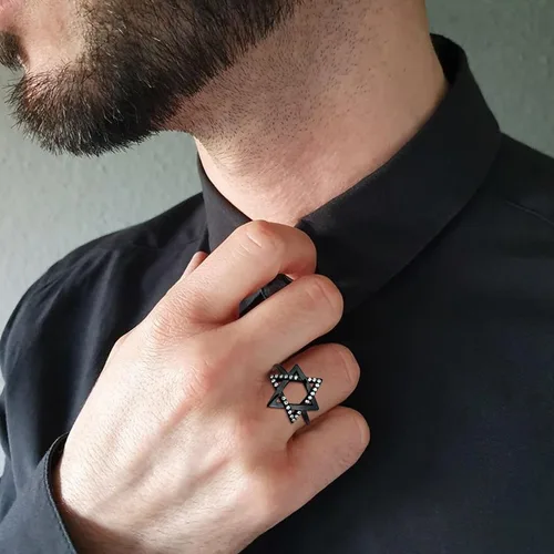 Miniatura 16 de Jewmon Anillo de plata de ley con estrella de David para mujer – Anillo ajustable Magen David – Amuleto Wicca – Regalos judíos