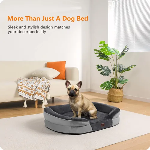 Miniatura 2 de Dwanton - Cama ortopédica para perros medianos con espuma de memoria con gel, sofá impermeable para perros, cama lavable para mascotas con cojín