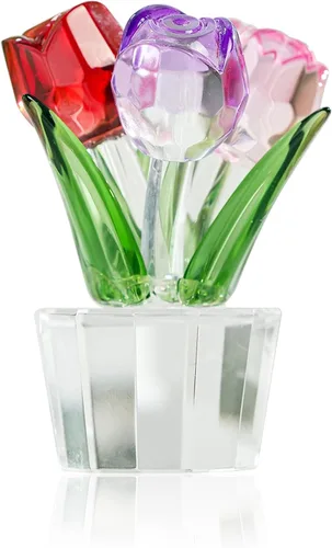 Miniatura 2 de Figuras de ramo de rosas coloridas de cristal, color rojo, rosa, morado, flores, regalo para mujeres, bodas, fiestas, figuras coleccionables